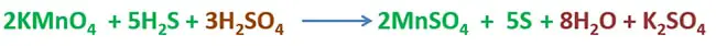 balanced equtaion of KMnO4 and H2S reaction